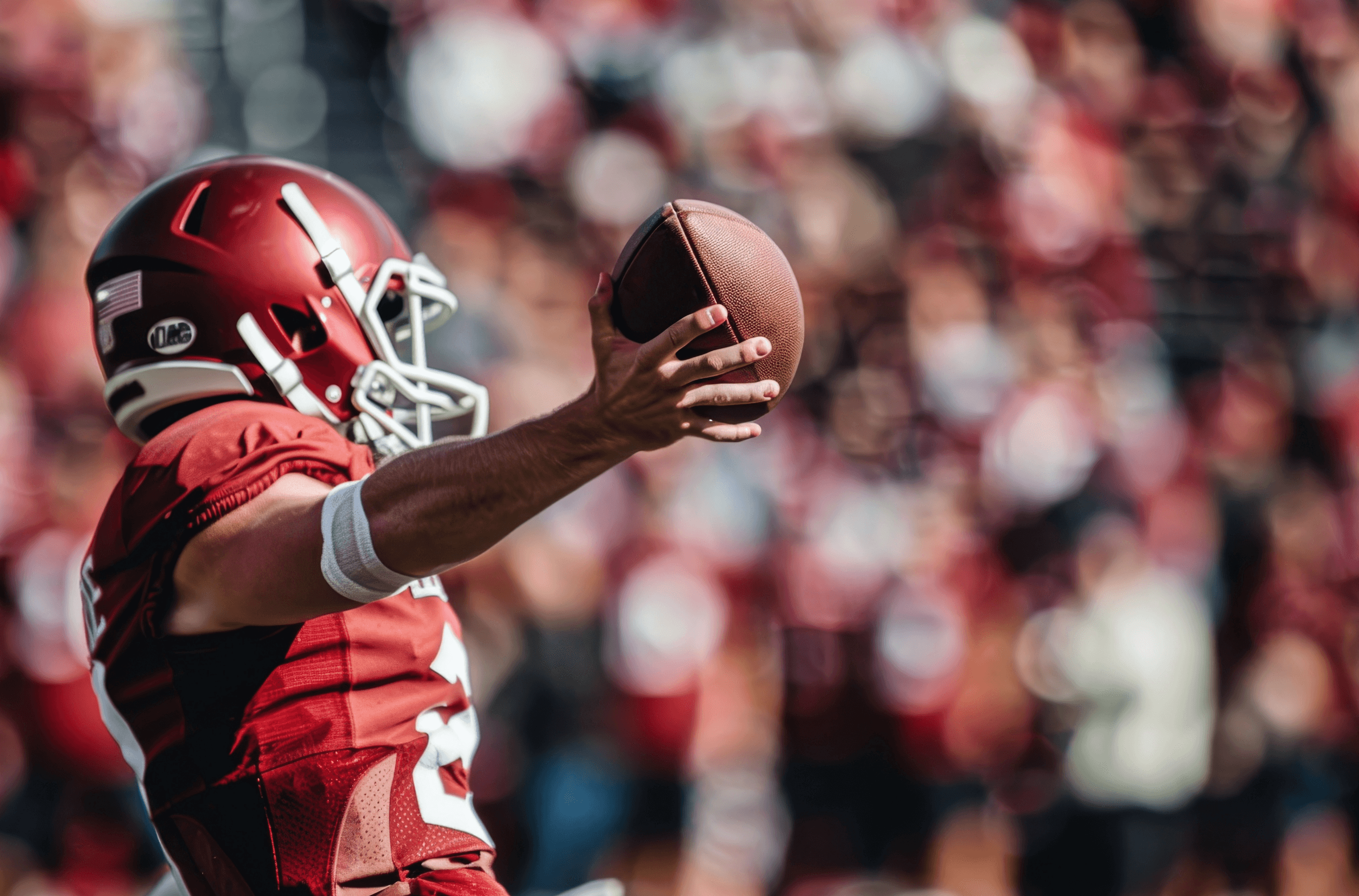 American high school football player in action